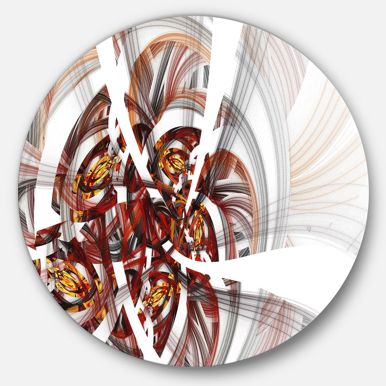 Designart - Brown Symmetrical Fractal Flower' Floral Metal Circle Wall Art